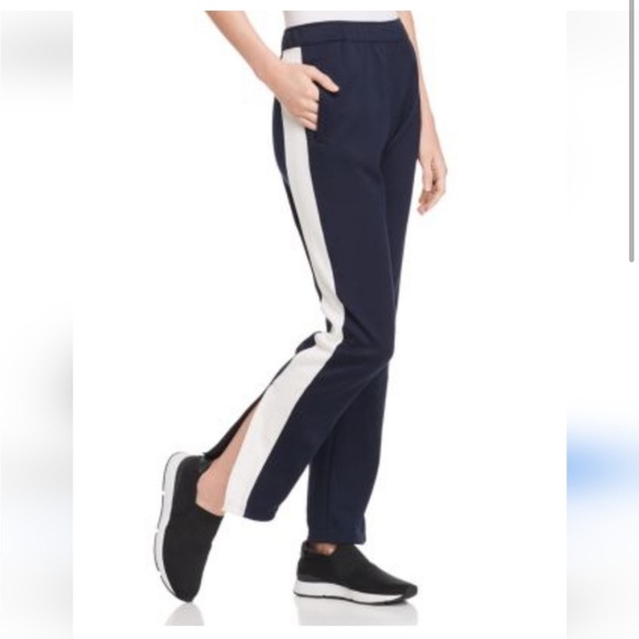 Tory Sport Pants - Tory Burch track pants navy blue white striped athletic Athleisure active travel